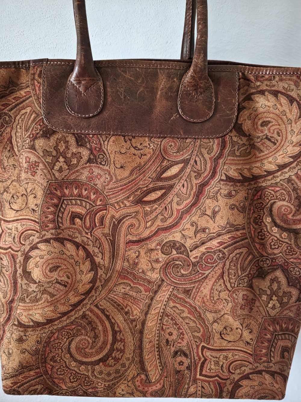 J. Jill Paisley Tote in Brown and Tan with Leather Trim - Picture 6 of 9